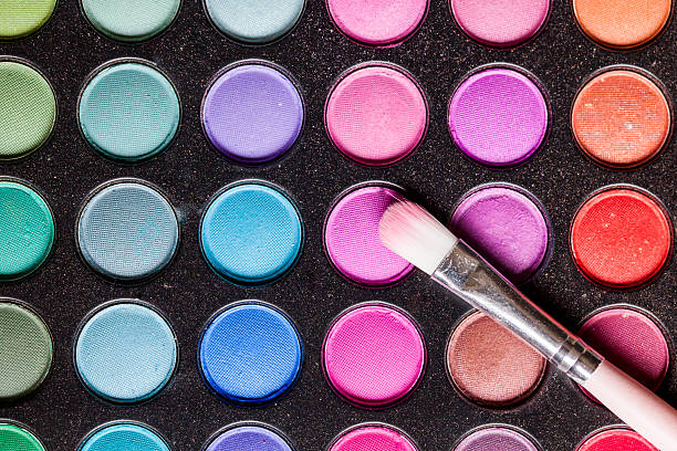 istock Colorful makeup palette with makeup brush 485517234