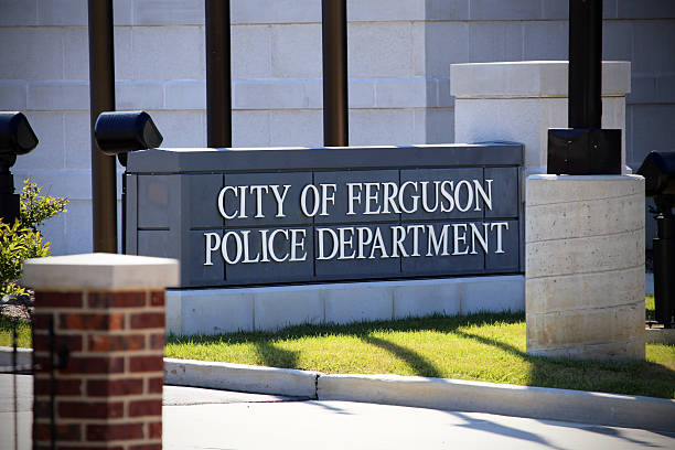 St. Louis, MO, USA - August 21, 2015: The Ferguson Police Department in St. Louis, Missouri. The Ferguson Police Department has been the subject of continued controversy and Federal investigations following the killing of Michael Brown by Ferguson police officer Darren Wilson.