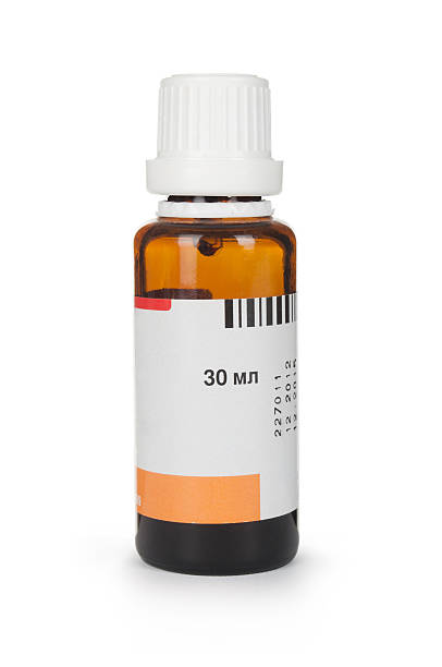 istock Small bottle with drug isolated over white background 485518746