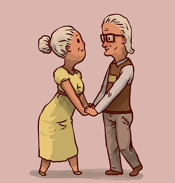 ilustrações, clipart, desenhos animados e ícones de old casal feliz, olhando uns aos outros olhos - consoling human hand human heart care