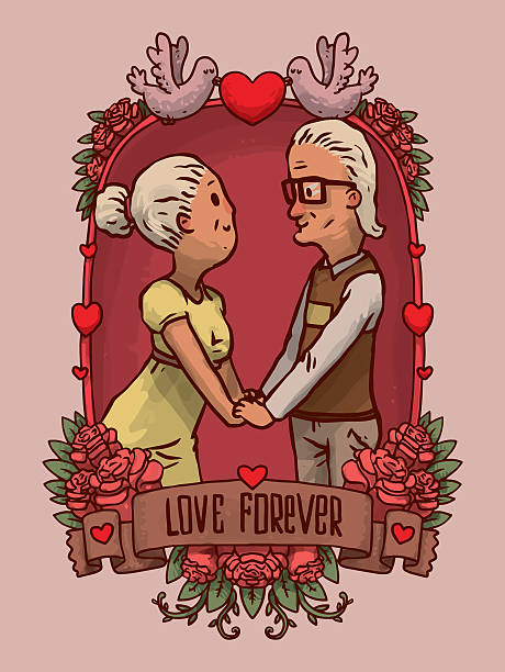 ilustrações, clipart, desenhos animados e ícones de moldura antiga de casal feliz, olhando uns aos outros olhos - consoling human hand human heart care