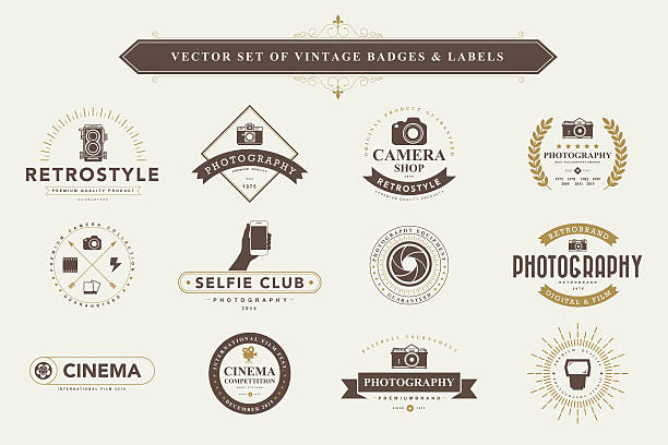 Set of vintage badges and labels. Set of vintage camera badges and labels rubber stamp photos stock illustrations