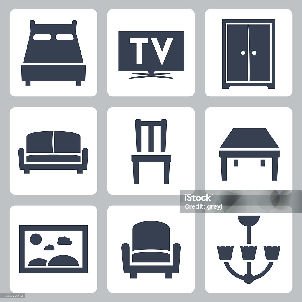 Vector conjunto de iconos de muebles aislados - arte vectorial de Aplicación para móviles libre de derechos