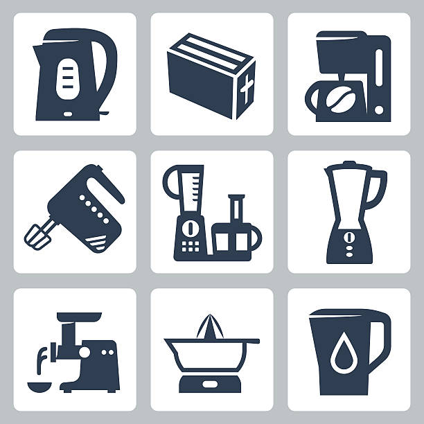 Vector kitchen appliances icons set Vector kitchen appliances icons set water filter stock illustrations