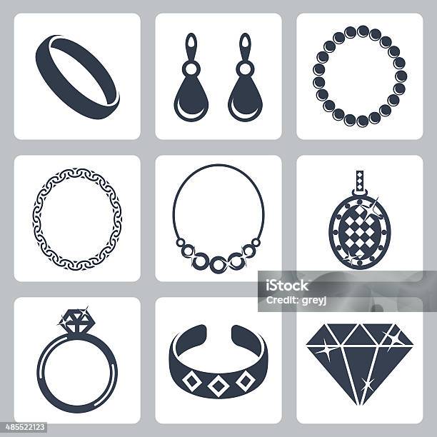 Vector Isolated Jewelry Icons Set Stock Illustration - Download Image Now - Bracelet, Icon Symbol, Bling Bling
