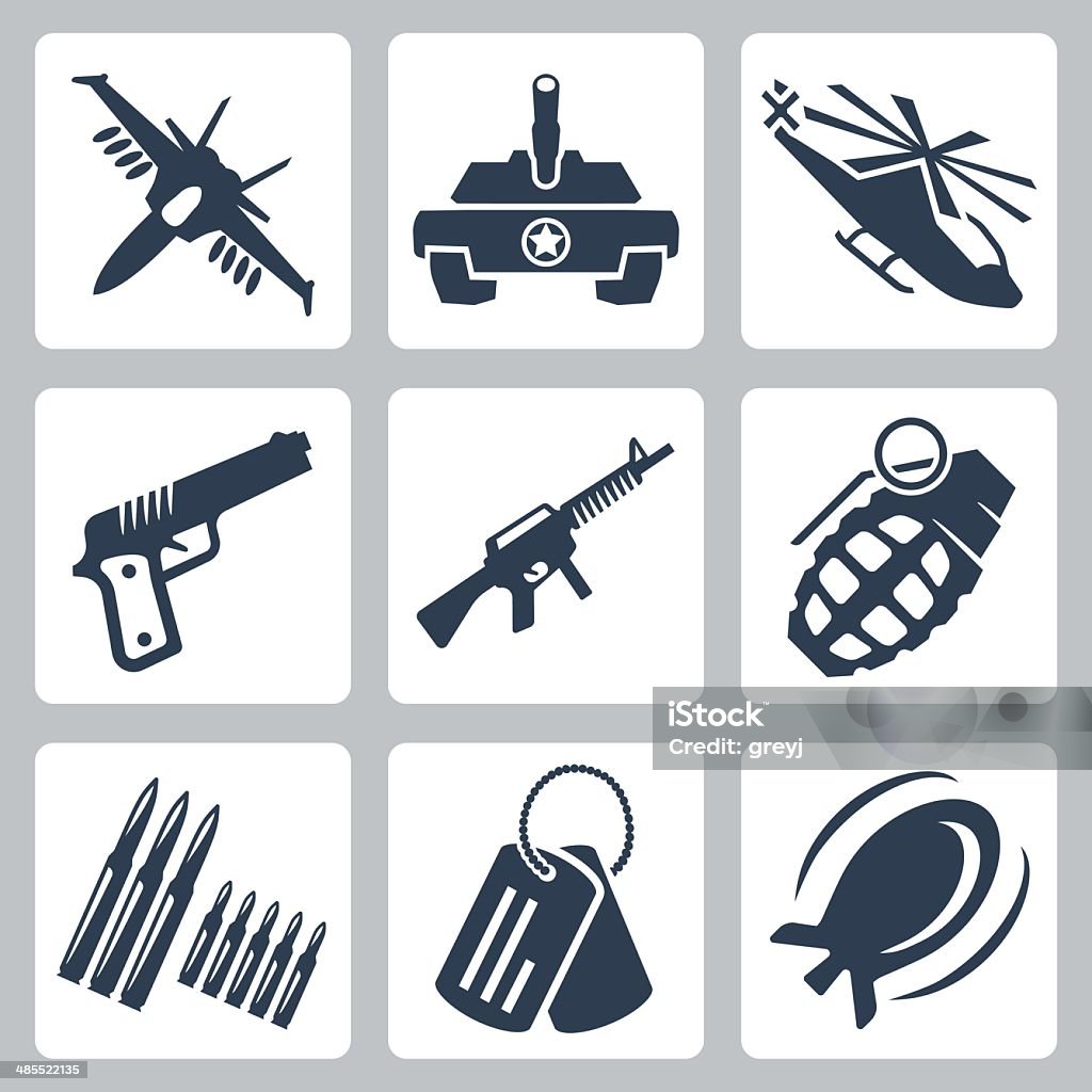 Vector isolated war icons set Armored Tank stock vector