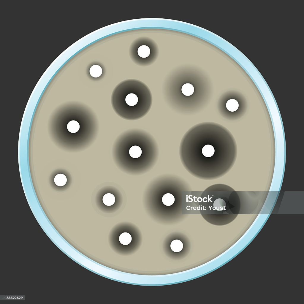 Placa de Petri com antibiótico testes de sensibilidade - Royalty-free Disco de Petri arte vetorial
