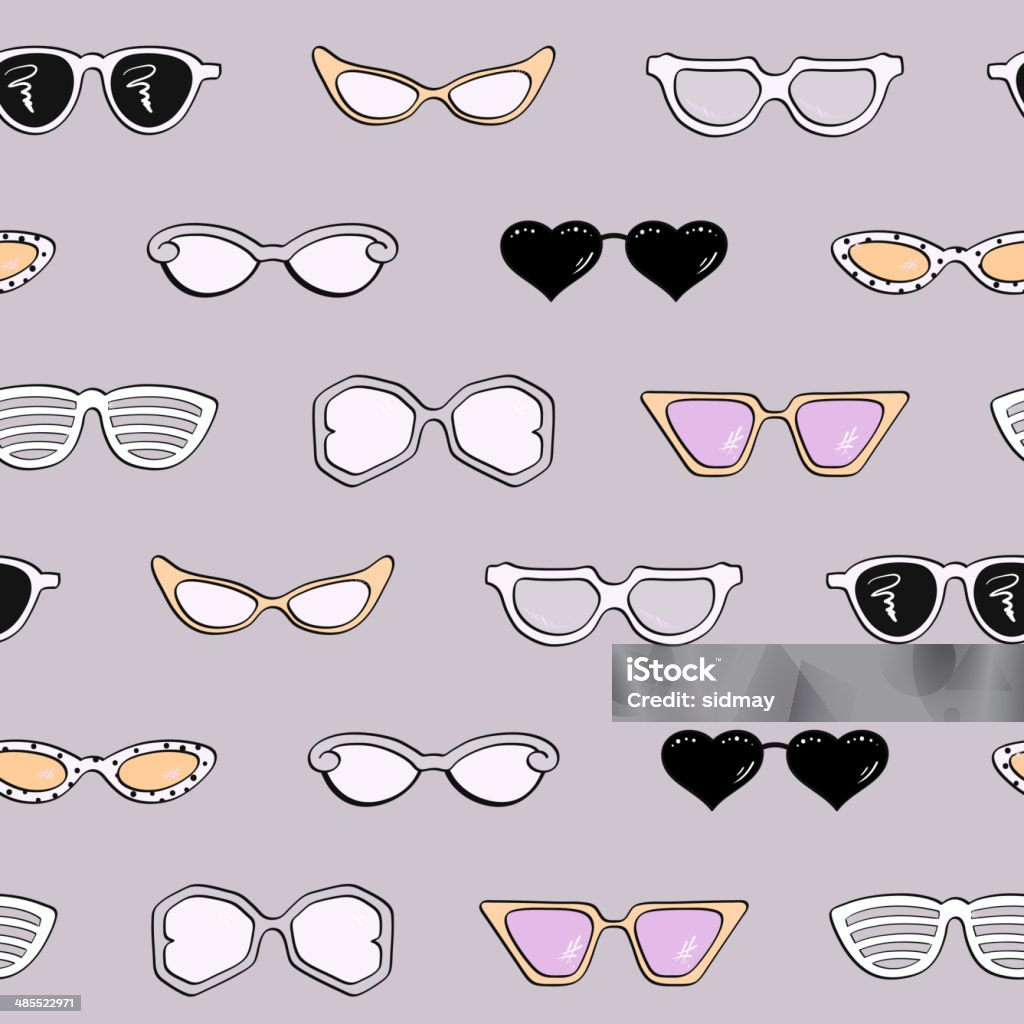 Seamless pattern di moda occhiali da sole da donna - arte vettoriale royalty-free di A forma di stella