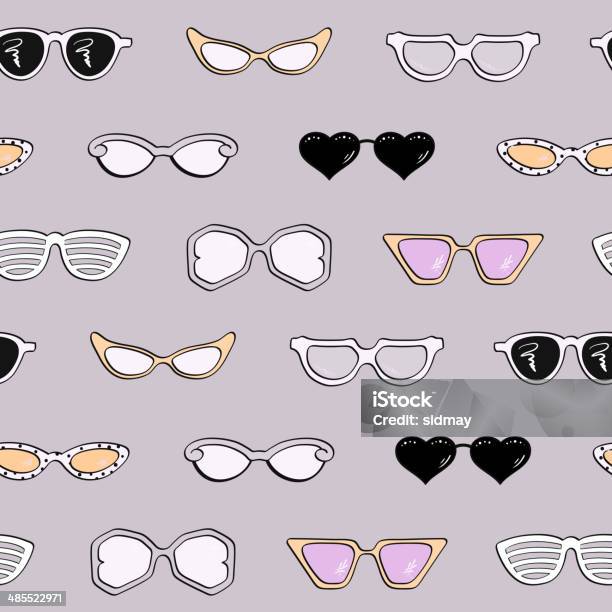 Seamless Pattern Di Moda Occhiali Da Sole Da Donna - Immagini vettoriali stock e altre immagini di A forma di stella - A forma di stella, Accessorio personale, Affari finanza e industria
