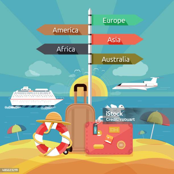 Icons Set Of Traveling And Planning A Summer Vacation Stock Illustration - Download Image Now