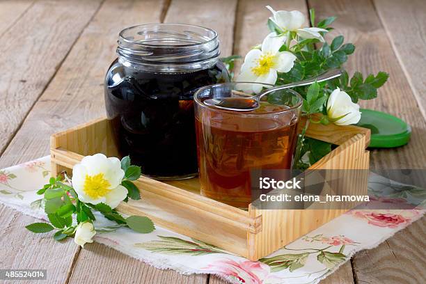 Home Health Rosehip Syrup On A Wooden Table Stock Photo - Download Image Now - 2015, Cooking, Cultures