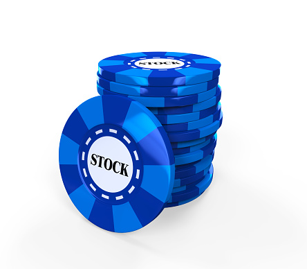Blue Chips Stock isolated on white background. 3D render