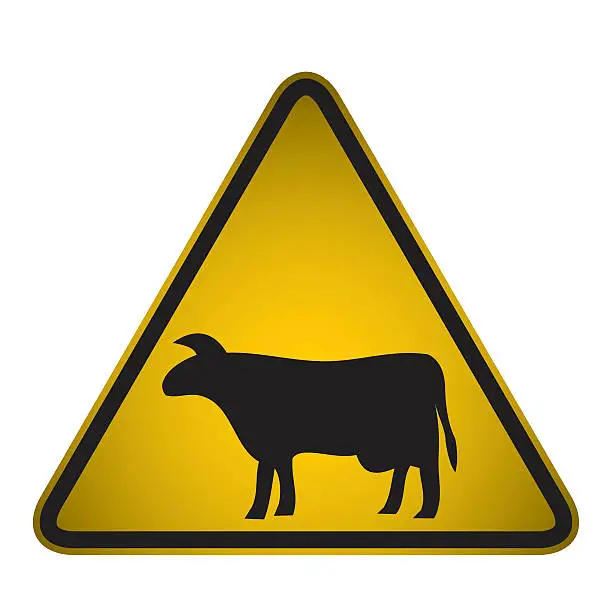 Vector illustration of Warning Cows Sign- Vector