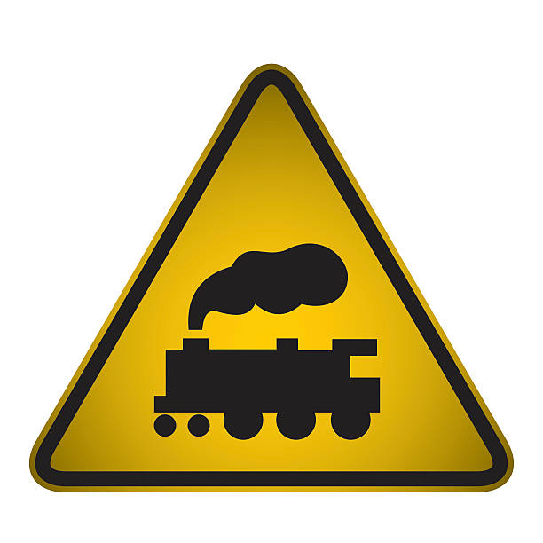 Trem atravessando Sign- Vector - ilustração de arte vetorial
