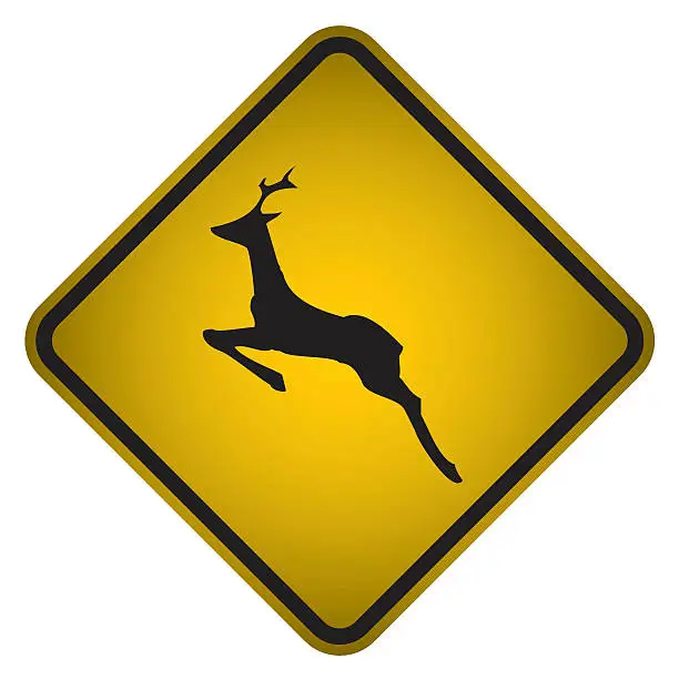 Vector illustration of Deer Crossing Warning- Vector