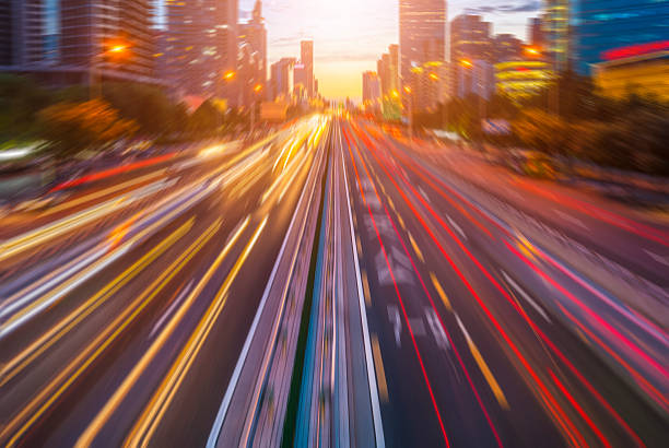 istock Urban highway traffic at night 485526860