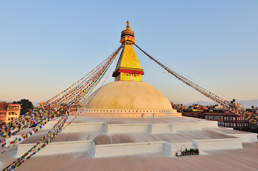 8th July 2023. Kathmandu, Nepal. UNESCO World Heritage Site Boudhanath Stupa.