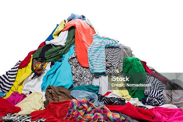 Big Heap Of Colorful Clothes Stock Photo - Download Image Now - Clothing, Mountain, Recycling