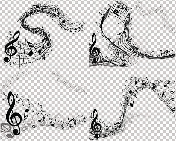illustrations, cliparts, dessins animés et icônes de ensemble de quatre milieux de musique - treble clef musical symbol music clipping path