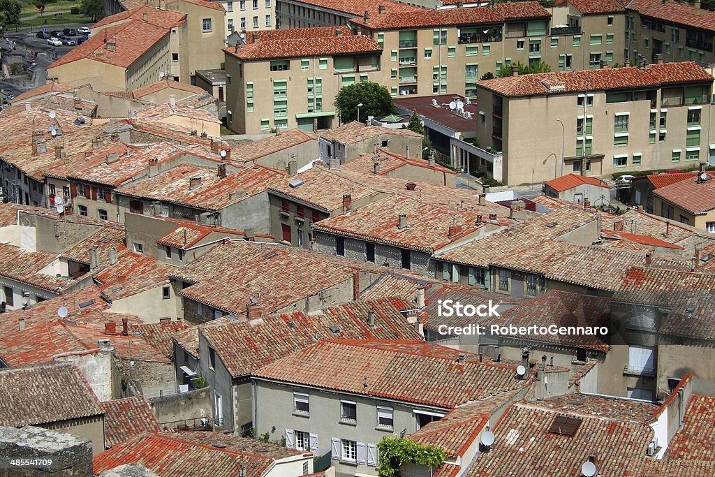 Vista aérea de uma paisagem de Carcassonne, França - Foto de stock de Arquitetura royalty-free