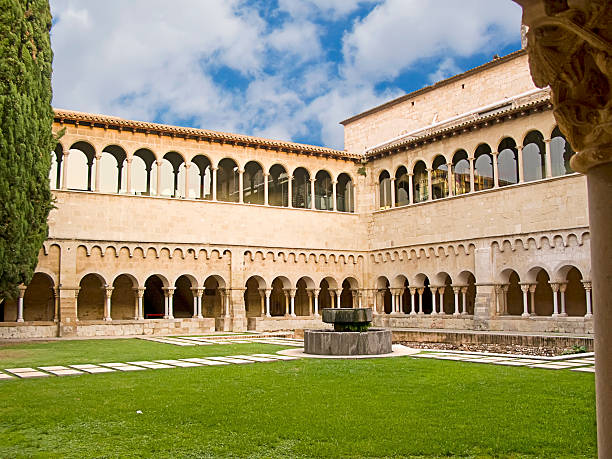 Exterior facade of Santa María la Real monastery in Najera, La Rioja, Spain