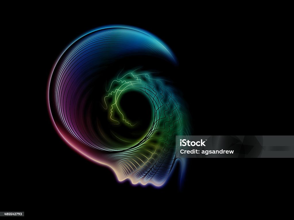 Soul Cloning Internal Recurrence series. Abstract design made of human profile and geometric forms on the subject of inner reality, mental health, imagination, thinking and dreaming Abstract Stock Photo