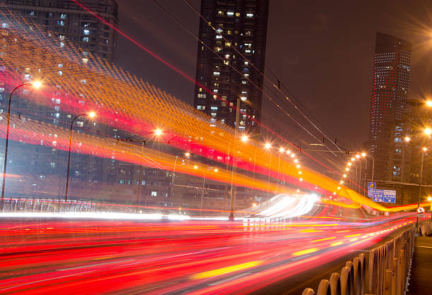 istock Big city road car lights at night 485542995