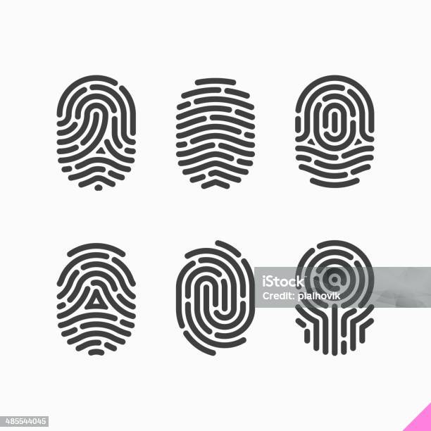 Fingerprint Icons Set Stock Illustration - Download Image Now - Fingerprint, Imitation, Thumb