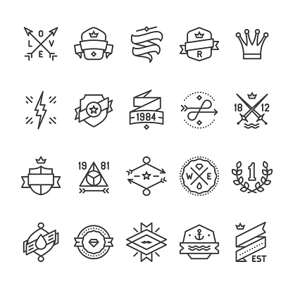 Vintage Labels, Geometric Badges and Hipster Frames related vector icons.