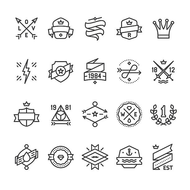 Vintage Labels, Geometric Badges and Hipster Frames related vector icons Vintage Labels, Geometric Badges and Hipster Frames related vector icons. banners tattoos stock illustrations