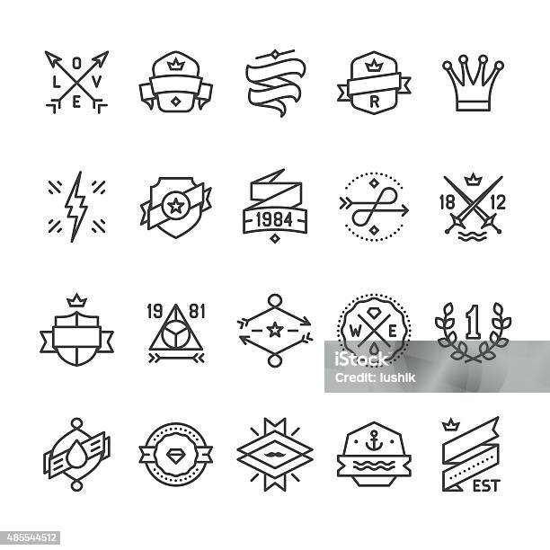 Vintage Labels Geometric Badges And Hipster Frames Related Vector Icons Stock Illustration - Download Image Now