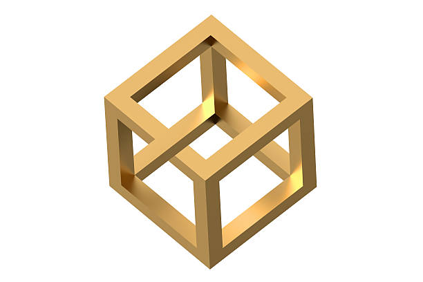 Impossible cube optical illusion Impossible cube optical illusion illusion isolated on white background esher stock pictures, royalty-free photos & images