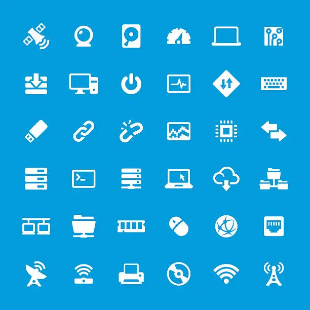 Vector illustration of Computer parts vector icons set