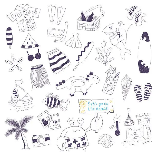 Vector illustration of beach doodles