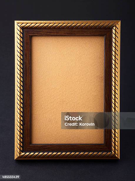 Gold Frame Over Black Background Stock Photo - Download Image Now - Antique, Art, Art And Craft