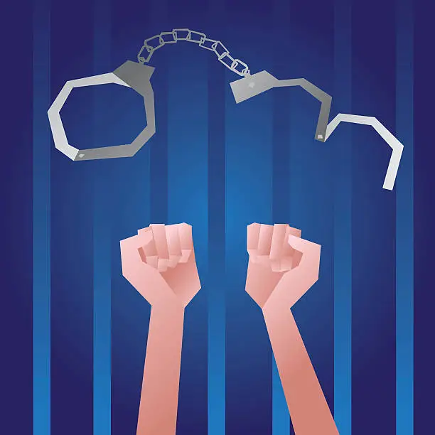 Vector illustration of Hands with Handcuffs