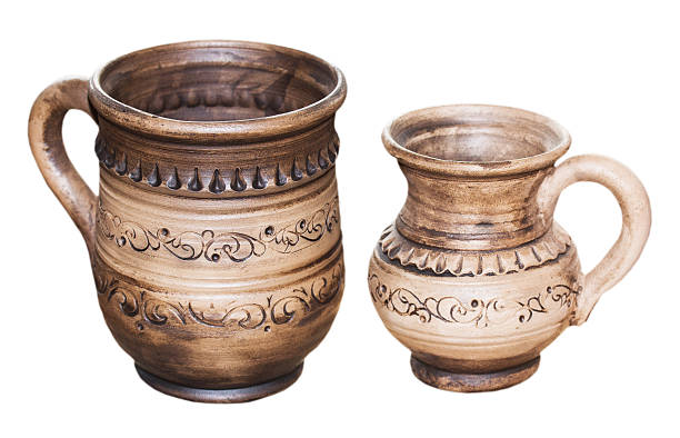 istock vintage pots with ornament on white background 485557717