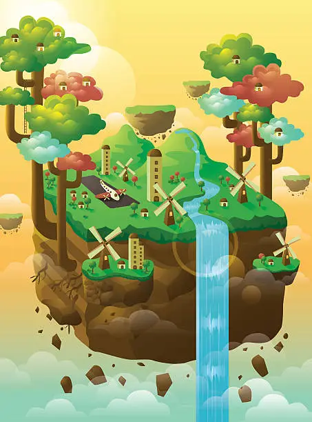 Vector illustration of Floating Island