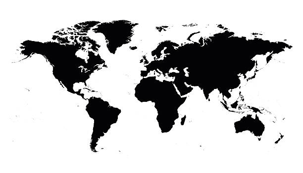 weltkarte schwarz silhouette - topography globe usa the americas stock-grafiken, -clipart, -cartoons und -symbole