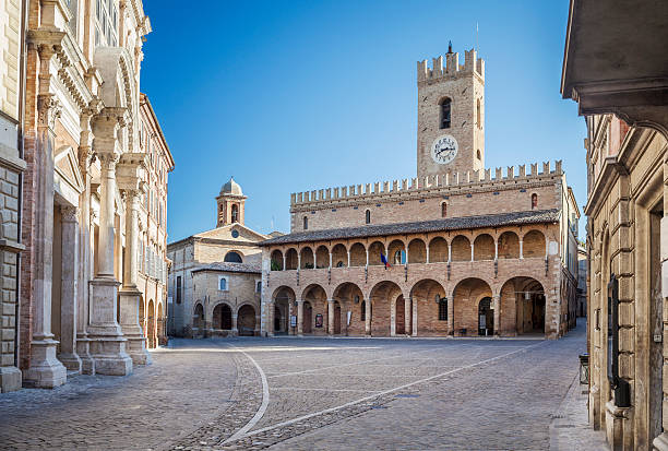 Medieval Square, Marche Italy Medieval square in the village of Offida, Marche Italy. marche italy stock pictures, royalty-free photos & images
