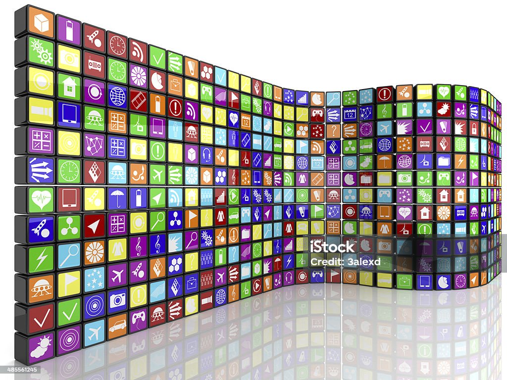 App icons 3D illustration of apps Software as a Service Stock Photo