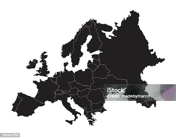 Europe Black Silhouette Map Stock Illustration - Download Image Now - Germany, Luxembourg - Paris, Netherlands