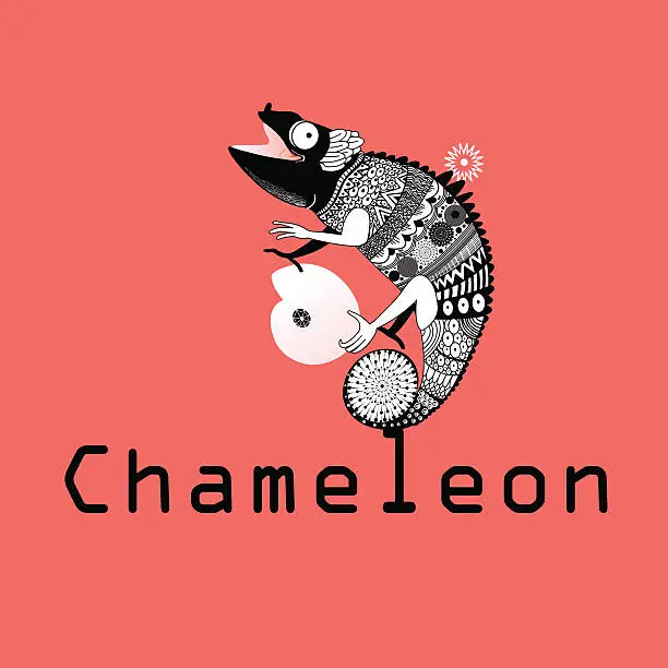 Vector illustration of sitting on the chameleon plant