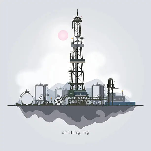 Vector illustration of Oil or Natural Gas Drilling Rigs
