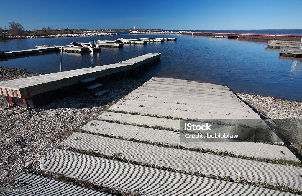 boat ramp at Hecla Marina on Lake Winnipeg Boat Ramp Stock Photo