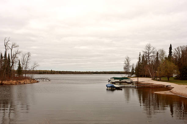 istock Boat docks on Northern Manitoba lake 485563863