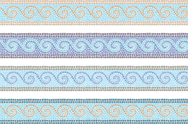 Vintage mosaic seamless border Stock vector illustration of vintage mosaic in the Byzantine style seamless border tile patterns stock illustrations