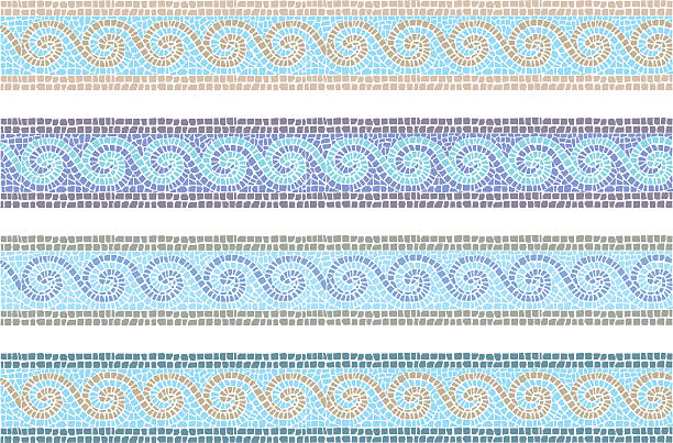 Vintage mosaic seamless border Stock vector illustration of vintage mosaic in the Byzantine style seamless border byzantine pattern stock illustrations