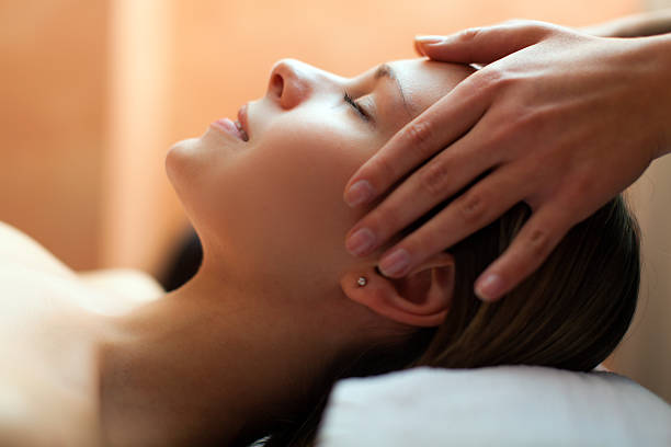 istock Beautiful woman having an head massage 485568930