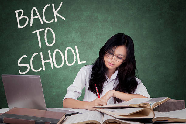 istock Teenage student back to school and studying in class 485569558